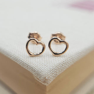 rose gold heart stud earrings