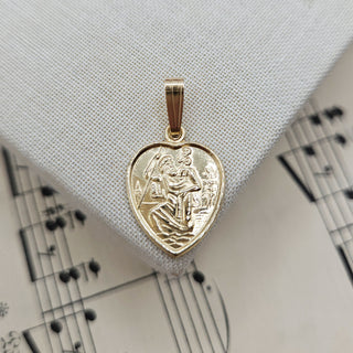9ct gold heart shaped st christopher pendant