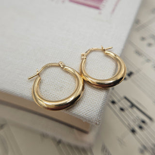 graduated tube design on gold creole hoops