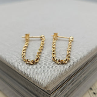 solid gold chain drop earrings