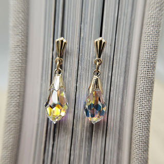 austrian crystal drop earrings in 9ct gold