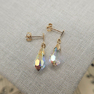 aurora borealis crystal earrings in 9K gold