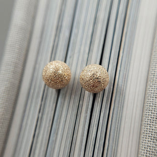 9ct yellow gold frosted ball stud earrings