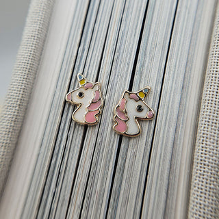 gold unicorn earrings for children