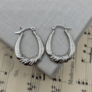 sterling silver oval creole hoop earrings