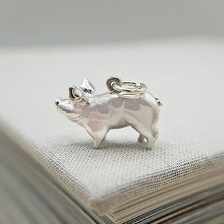 solid sterling silver pig charm