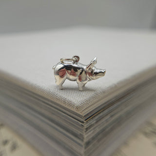 solid 925 silver pig charm