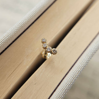 dainty gold bar helix earring with cz stones