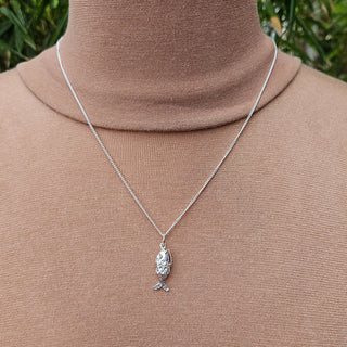 fish charm necklace in sterling silver