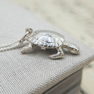 sterling silver tortoise charm and chain necklace