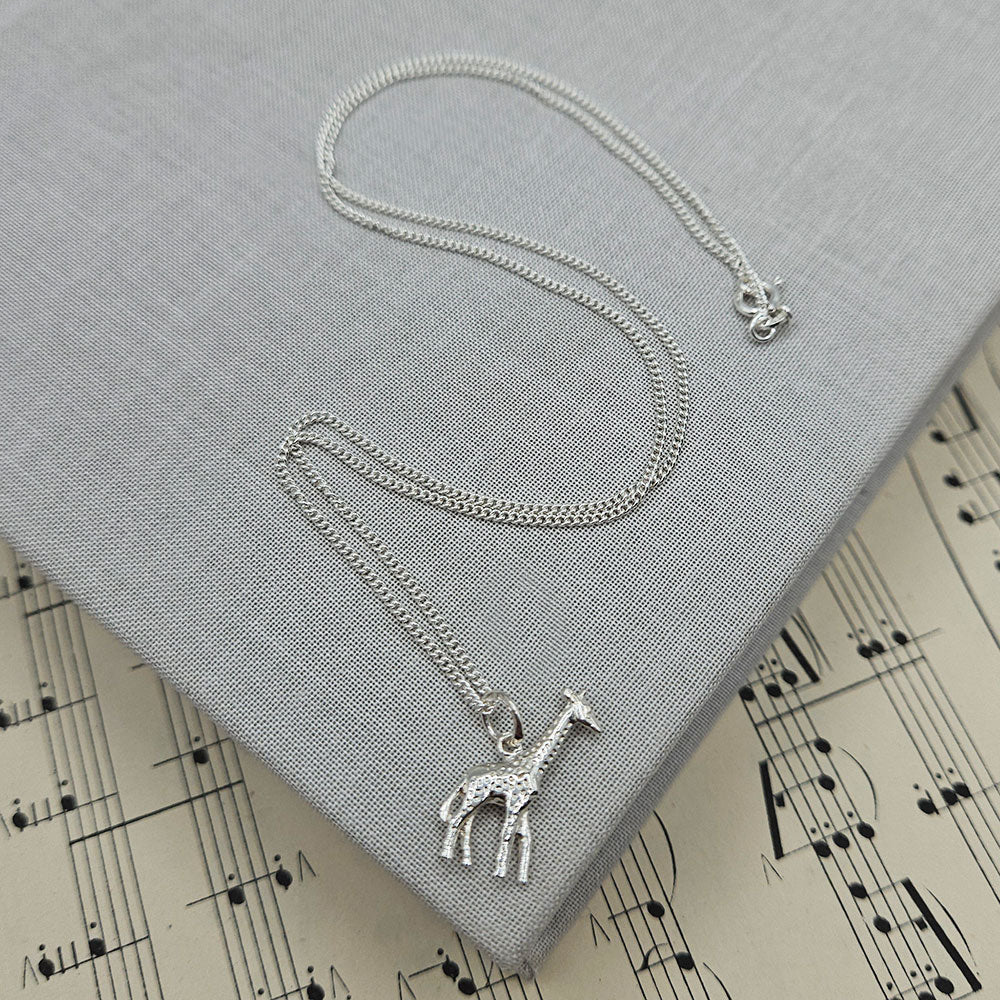 Sterling Silver Giraffe Charm Pendant Chain Necklace