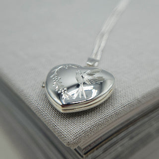 another view of silver hummingbird locket