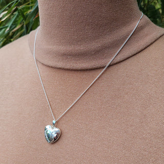 hummingbird heart locket necklace in 925 sterling silver