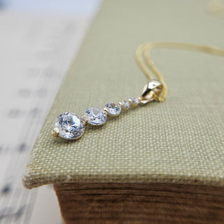 close up of imitation diamond necklace