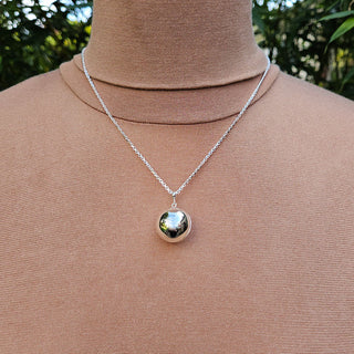 silver orb locket and chain