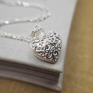 sterling silver heart shaped memorial locket