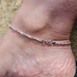 silver singapore chain anklet
