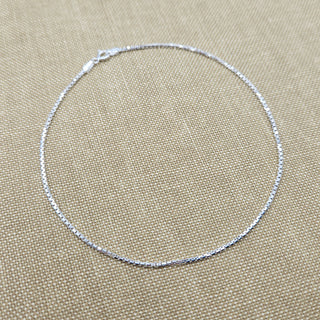 Very Dainty Diamond Cut Box Chain Anklet, 10 inch