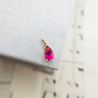 pear ruby red cubic zirconia charm