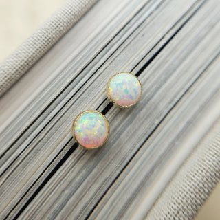 beautiful white opal studs