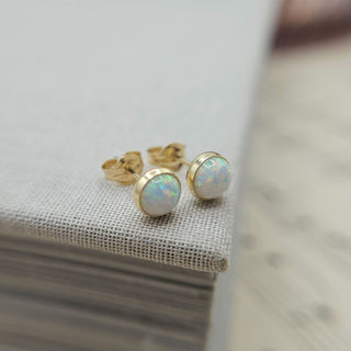 real gold opal studs