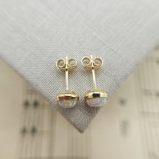 gold opal studs earrings