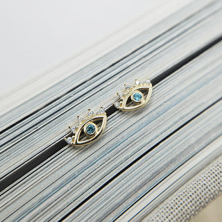 Evil Eye Stud Earrings with CZ