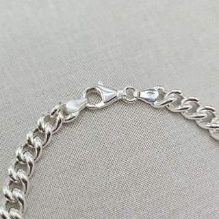 real 925 silver ladies curb bracelet