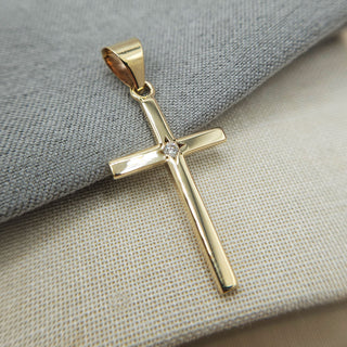diamond cross in solid gold