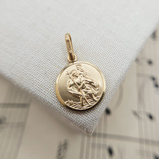 dainty round gold st christopher charm