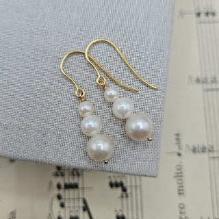 real gold and real pearl dangle earrings