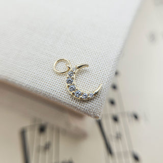 yellow gold moon charm with cz in gold