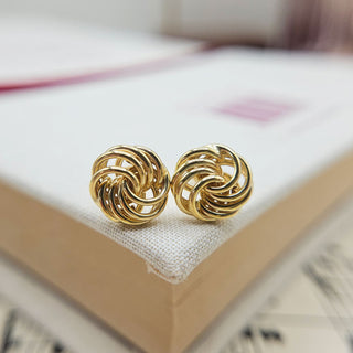 openwork knot stud earrings in 9ct yellow gold