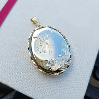 solid 9k gold photo locket pendant