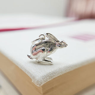 silver march hare charm pendant