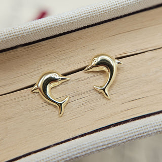9ct gold small dolphin studs