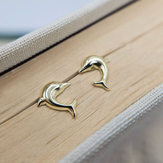 real gold dolphin earrings - dainty
