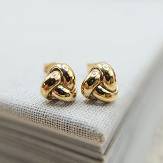 yellow gold trinity knot studs