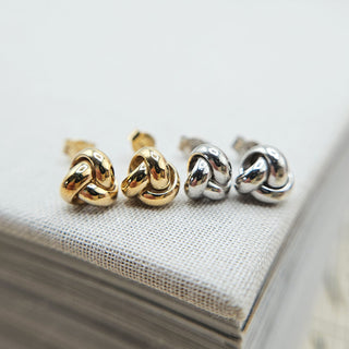 gold trinity knot stud earrings
