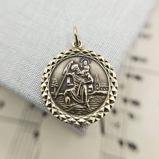 vintage st christopher medal in solid 9ct gold