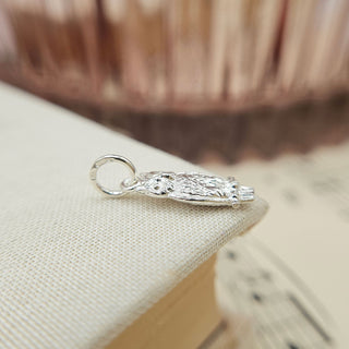 solid silver owl charm for bracelets or necklaces