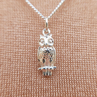 925 silver owl charm necklace