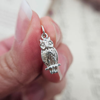 solid silver owl charm