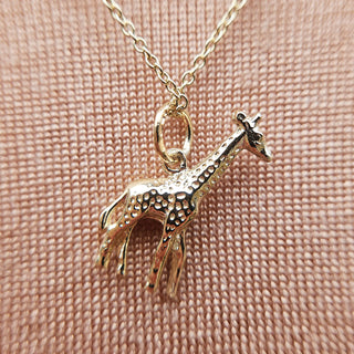 giraffe charm necklace in solid gold