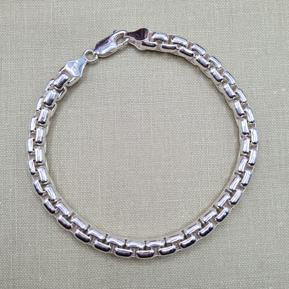 men&#39;s heavy silver box chain bracelet