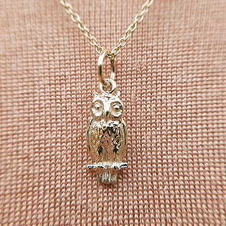 owl charm necklace in 9ct gold