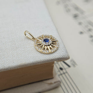sapphire diamond cz sun charm