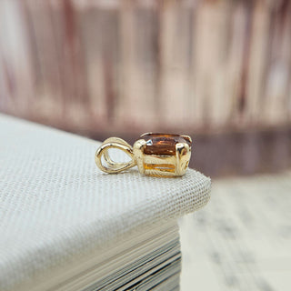 dainty 9ct gold oval citrine charm pendant