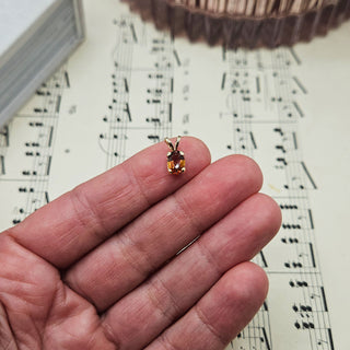 dainty 9ct gold oval citrine charm pendant