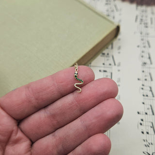 Micro 9ct Gold Snake Charm with Green CZ
